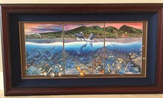 Large Lahaina Rhythm Land Sea Triptich Canvas Robert Lyn Nelson,  1987 44 " X 25 "