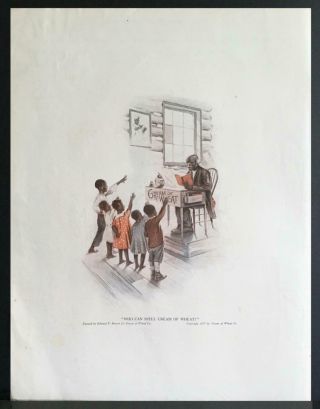 1917 Cream Of Wheat Black Americana Rastus School Children Brewer Art Print Ad