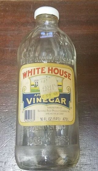Vintage 1983 White House 75th Anniversary 1 Pint Vinegar Bottle With Label