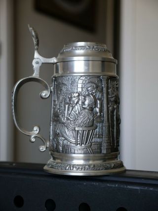 German Pewter Beer Stein,  1/2l,  Signed By E.  Lumpe