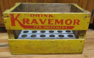 1930s - 40s Rare Kravemor Soda Pop Bottle Wood Crate Box Nebraska 16 " Store Old