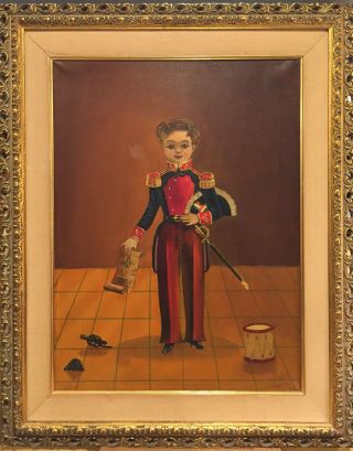 Agapito Labios (mexican,  1898 - 1996) Portrait Boy In Military Suit,  Signed
