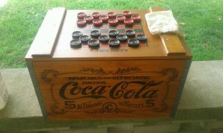 Rare Coca - Cola Wooden Box Crate With Checkers Game Lid