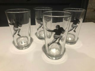 Set Of 4 Pottery Barn Vintage Football Player Pint Glasses