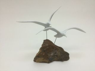 Seagull Duo Sculpture Direct From John Perry 10in Tall On Burlwood Base