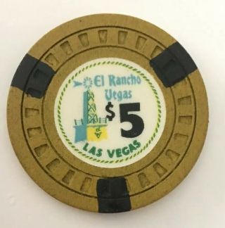 $5 El Rancho Casino Gaming Chip Hotel Las Vegas