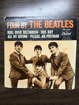 1964 - FOUR BY THE BEATLES CAPITAL 2121 EP - PICTURE SLEEVE & 45 RECORD - (RARE) 2