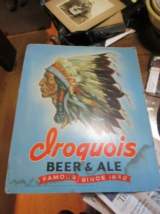 Iroquois Indian Head Beer Poster Cardboard Buffalo Ny Findlay Oh Tampa Fl