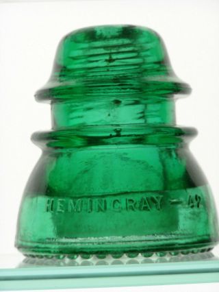 Cd 154 [70] Hemingray - 42 Made In U.  S.  A. ,  Green Glass Telephone Insulator