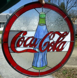 20.  25 " Round Stained Glass Coca - Cola Bottle Hanging Sign Circular Window Wall
