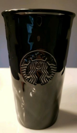 Starbucks Black Quilted Ceramic Tumbler Coffee Tea Siren 10 oz No lid 4