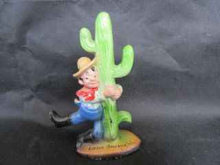 Vintage Cast Iron Boy W/ Cactus Figural Bottle Opener,  Little America,  Wyoming