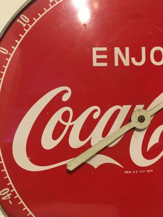 12” Vintage 1950 ' s Coca - Cola Tin Sign Thermometer Old Advertising 2