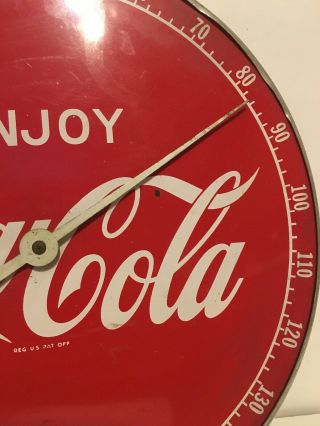 12” Vintage 1950 ' s Coca - Cola Tin Sign Thermometer Old Advertising 3