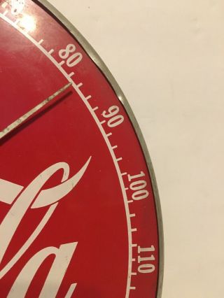 12” Vintage 1950 ' s Coca - Cola Tin Sign Thermometer Old Advertising 4