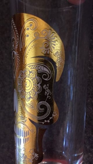 DAY OF THE DEAD Tall 2 oz Shot Shooter Glass Gold Sugar Skull 2
