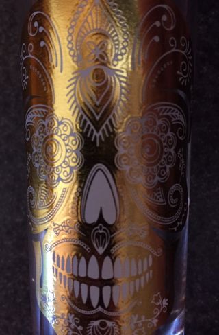DAY OF THE DEAD Tall 2 oz Shot Shooter Glass Gold Sugar Skull 5