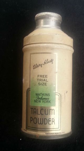 Old Advertising Tin Mary King Talcum Powder Watkins Perfumer Ny Sample Size