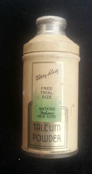 Old Advertising Tin Mary King Talcum Powder Watkins Perfumer NY Sample Size 2