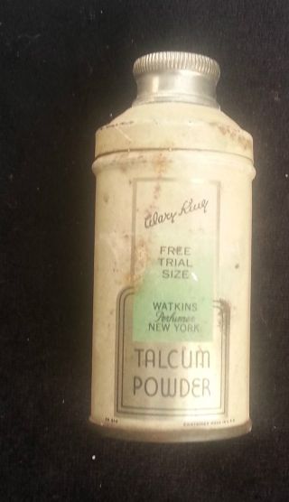 Old Advertising Tin Mary King Talcum Powder Watkins Perfumer NY Sample Size 4