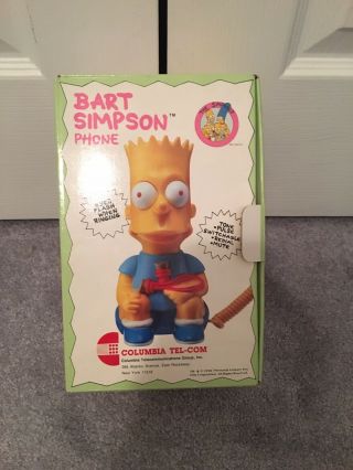 1990 Vintage Simpsons Bart Simpson Push Button Columbia Telephone Phone W/papers