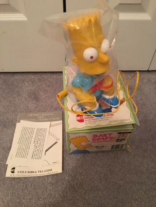 1990 VINTAGE Simpsons BART SIMPSON Push Button COLUMBIA TELEPHONE PHONE w/PAPERS 3