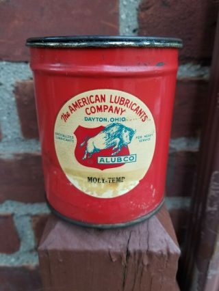 Vtg American Lubricants Company Alubco Dayton Ohio 1 Lb Grease Tin