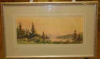 Straker,  Alex R.  Water - Color Entrance To Limberlost Lodge Signed.