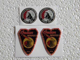 Set Of 4 Domed Indian Motorcycles Stickers Decal Chief Scout Four Helmet Window