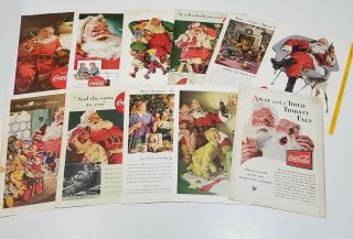 11 1930s - 1960s Vtg Coke Coca Cola Santa Claus Christmas Ads National Geographic