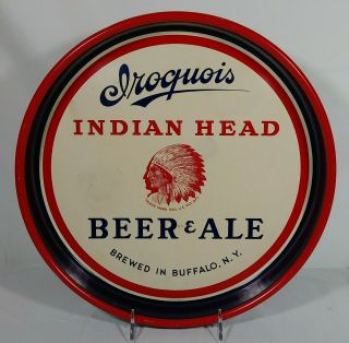 Old Iroquois Indian Head Beer & Ale Tin Serving Tray Brewing Buffalo York Ny