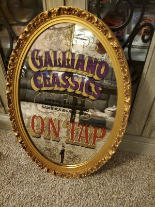 Vintage 1979 Liquore Galliano Glass Mirror Bar Sign On Tap 18 " X26 " Looking