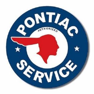 Pontiac Logo Authorized Service Car Dealer Round Retro Wall Decor Metal Tin Sign