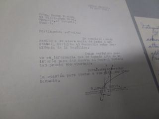 Secretary to Cuban President Fulgencio Batista R.  ACOSTO RUBIO Signed Letter w/ M 3