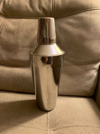 Vintage Chrome Cocktail Shaker With Shot Glass Lid