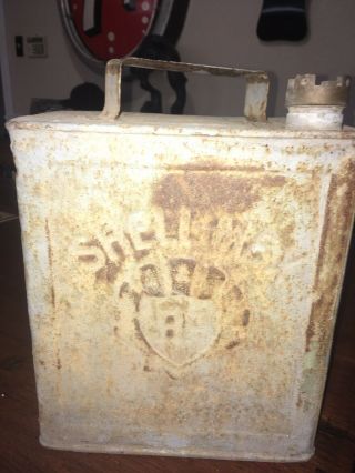 Vintage SHELL MEX MOTOR OIL PETROLEUM TIN GAS CAN ADVERTISEMENT SIGN RAT ROD 2