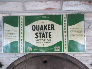 Antique Vintage Quaker State Motor Oil Sign Gas Station Sign Penn