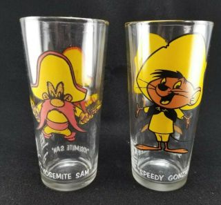 1973 Looney Tunes " Speedy Gonzales " And " Yosemite Sam " Pepsi Glasses