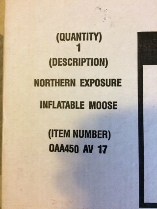 Miller Draft Inflatable Moose Northern Exposure item OAA450 AV 17. 2