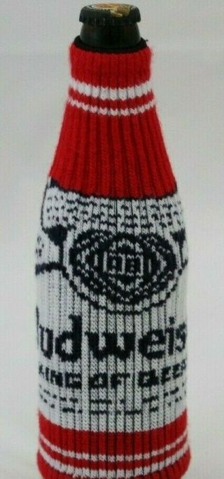 Budweiser Bottle Sweater Red Coozie Beer Koozie Knit One Size