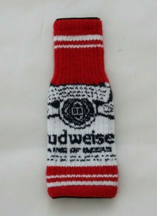 Budweiser Bottle Sweater Red Coozie Beer Koozie Knit One Size 2