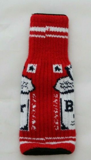 Budweiser Bottle Sweater Red Coozie Beer Koozie Knit One Size 3