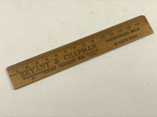 50s 60s Bryant & Chapman Dairy Hartford Conn Ct Advertising Ruler Connecticut