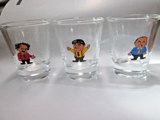 Set Of 3 Shot Glasses Of The Three Stooges Comedy Team