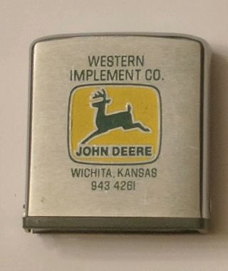 Vintage John Deere Pocket Tape Measure Made By Zippo Western Implement Kansas