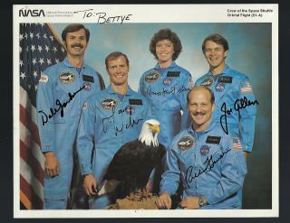 Sts - 51a Full Crew Signed Vintage Nasa Litho Dave Walker.  Space