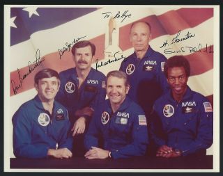 Sts - 8 Full Crew Signed Vintage Nasa Photograph Bluford.  Space