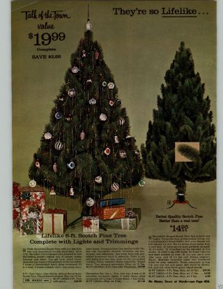 1966 Paper Ad 4 Pg Christmas Trees Aluminum Snow - Tipped Ornaments Glass Blown