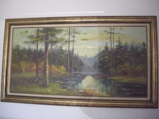 Phillip Cantrell Huge Oil On Canvas River Mountain Painting