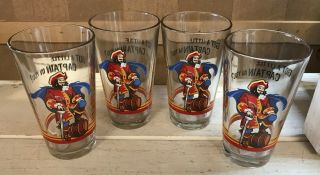 Set Of 4 Captain Morgan Official Crew Gear 16 Oz.  Drinking Glasses 5 3/4” Ex